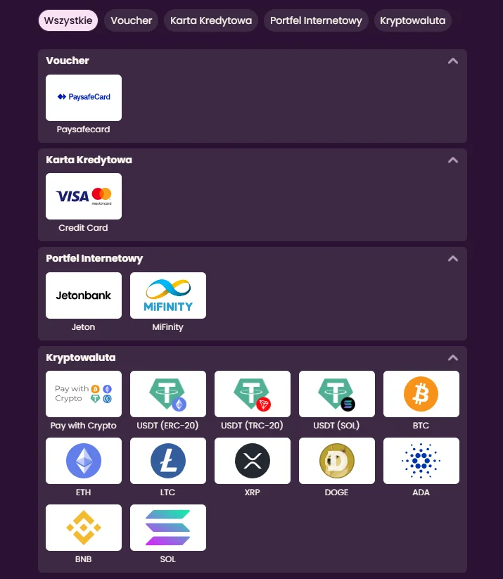 Metody płatności w Bizzo Casino Polska